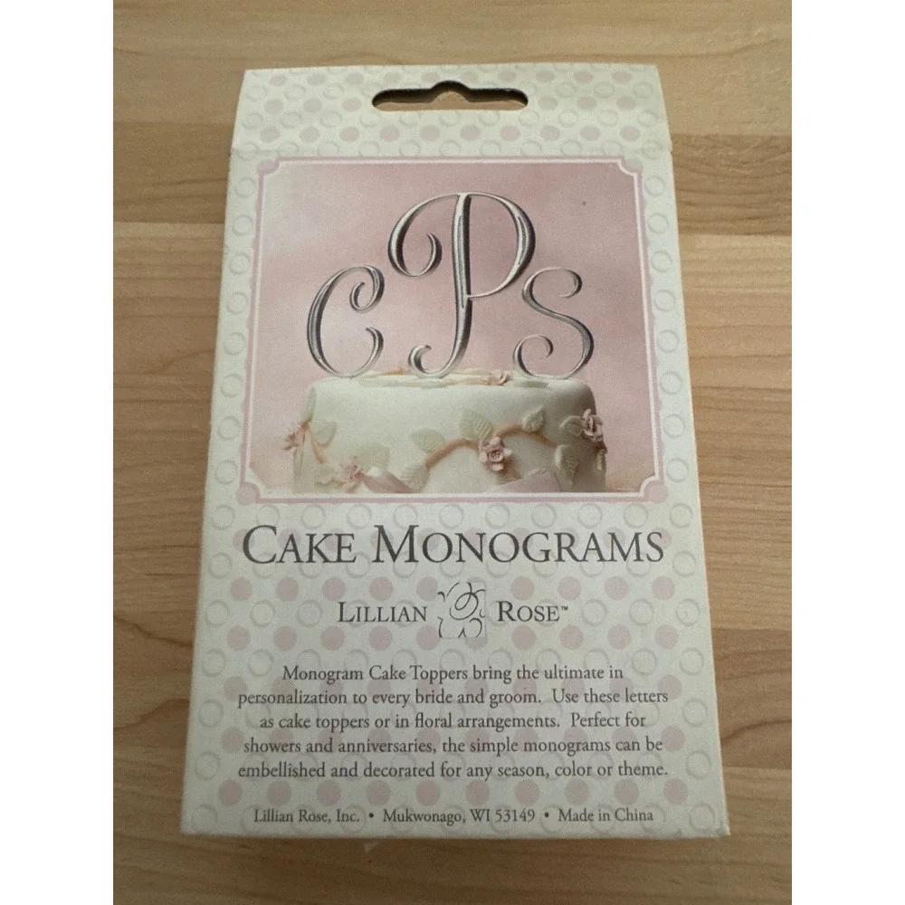 Lillian Rose Silver Letter F Cake Monogram Topper Wedding Anniversary Decor‎